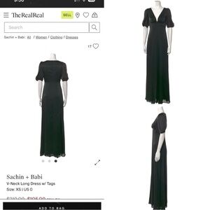 Sachin + Babi Black V-Neck Long Dress‎ brand new